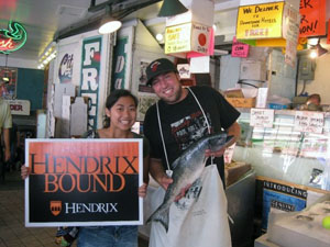 Kuan with a Seattle fishmonger